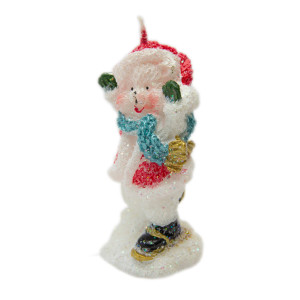 Свічка - Ведмідь лапки вгору, 7,5 см, білий з червоним, парафін (790678-6)