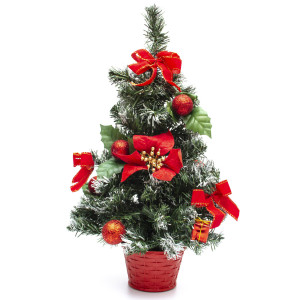 Ялинка штучна, червоний декор, в горщику, 50 см (930036)
