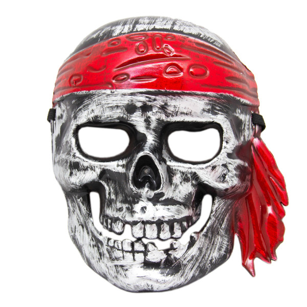 Карнавальна маска - Череп у бандані, 18x21,5 см, ПВХ, білий (462490)