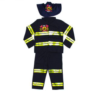 Дитячий карнавальний костюм пожежника для хлопчика, зріст 92-104 см, чорний, віскоза, поліестер (091014A)