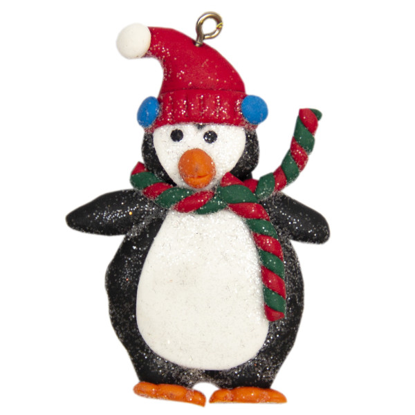 Новорічна ялинкова іграшка - фігурка Пінгвін, 6 см, чорний, пластик (001040-12)