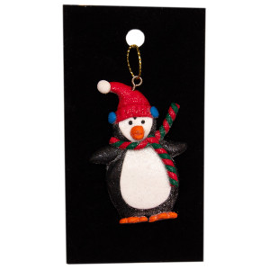 Новорічна ялинкова іграшка - фігурка Пінгвін, 6 см, чорний, пластик (001040-12)