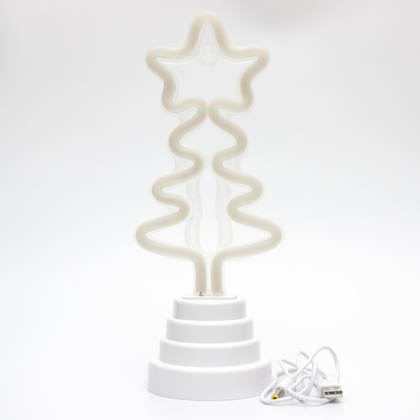 Неоновий світильник Ялинка на підставці, нічник, 11x9x28 см, батарейки/USB провід (140564)