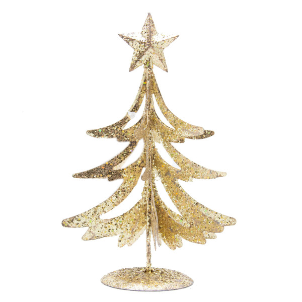 Настільна ялинка, 15 см, золотистий, дріт (000715-2)