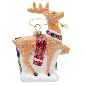 Новорічна ялинкова іграшка - фігурка Олень, 12 см, коричневий, пластик (190095)