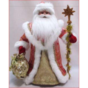 Новорічна сувенірна фігурка Санта (Дід Мороз) в червоній шубі, 40 см, пластик, текстиль (600670)