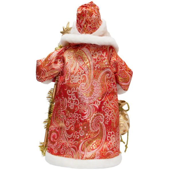 Новорічна сувенірна фігурка Санта (Дід Мороз) в червоній шубі, 40 см, пластик, текстиль (600670)
