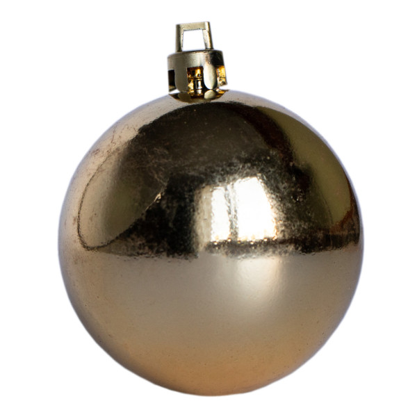 Набір ялинкових іграшок - кулі з верхівкою в коробці форми ялинки, 18 шт, D5-6 см, золотистий, пластик, мікс (030811-2)