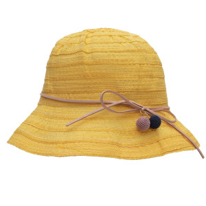 Капелюх дитячий з бантиком, жовтий, 50-52 см, 3-6 років, рафія (517991)