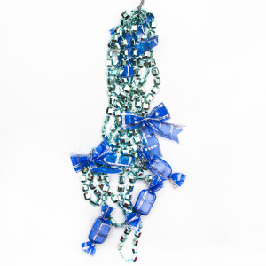 Намисто на ялинку з прикрасами, 2,7 м, синій, пластик, текстиль (471157-4)