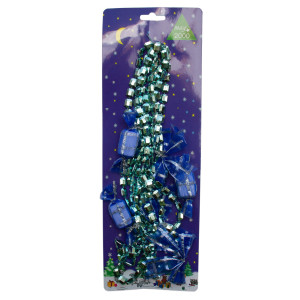 Намисто на ялинку з прикрасами, 2,7 м, синій, пластик, текстиль (471157-4)