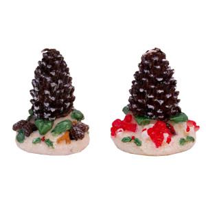 Свічка - Шишка, 7,3x7,3x9 см, зелений з білим, парафін (443062-1)