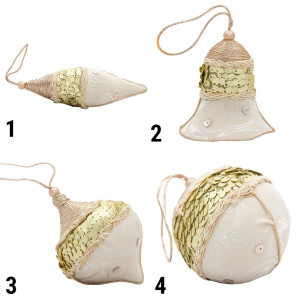 Ялинкова іграшка - куля з тканини з блискітками, D 10 см, золотиста, текстиль (430147-4)