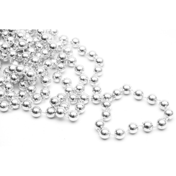 Намисто на ялинку, 10 мм/8 м, сріблястий, пластик (890056)