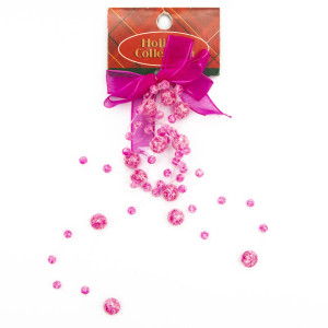 Новорічна прикраса - підвіска гроно, 20 см, рожевий, пластик (001262-9)