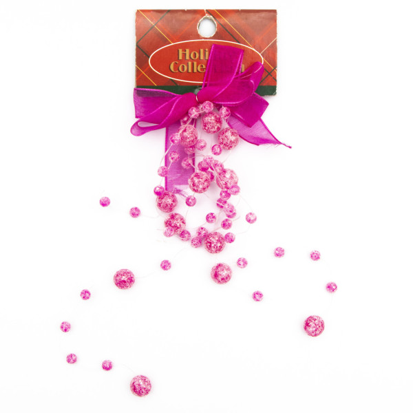 Новорічна прикраса - підвіска гроно, 20 см, рожевий, пластик (001262-9)