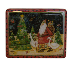 Новорічний магніт Санта (Дід Мороз) та гуси, 5,5x4,5 см (012183-3)