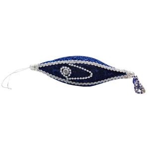 Ялинкова іграшка м'яка - Бурулька, 10 см, синій, текстиль з бісером (430284-2)