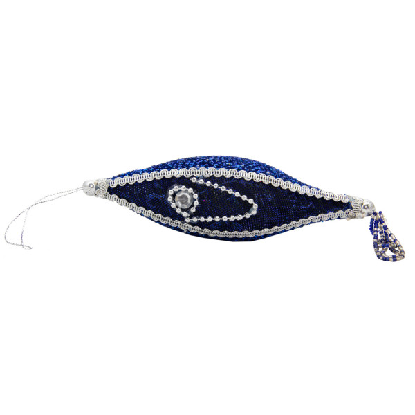 Ялинкова іграшка м'яка - Бурулька, 10 см, синій, текстиль з бісером (430284-2)