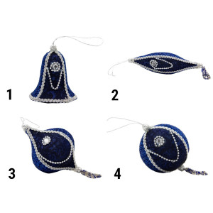 Ялинкова іграшка м'яка - Бурулька, 10 см, синій, текстиль з бісером (430284-2)
