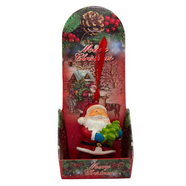 Новорічна ялинкова іграшка - фігурка Санта (Дід Мороз), 6 см, червоний, полістоун (023196)