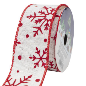 Декоративна прикраса - стрічка в рулоні сніжинка та зірка, 3 м, 4 см, білий, поліестер (080792-4)