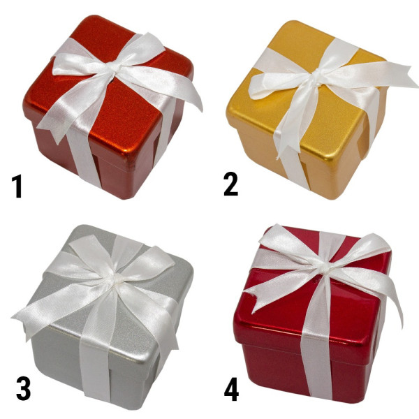 Ялинкова іграшка - Подарунок з бантом білим, 10 см, золотистий, пластик (110230-2)