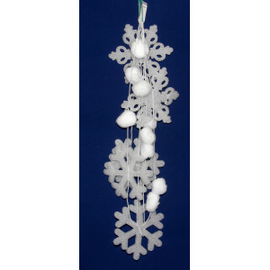 Новорічна прикраса - гірлянда з пінопластових фігурок, 2 м, білий, пінопласт, бавовна (200169)