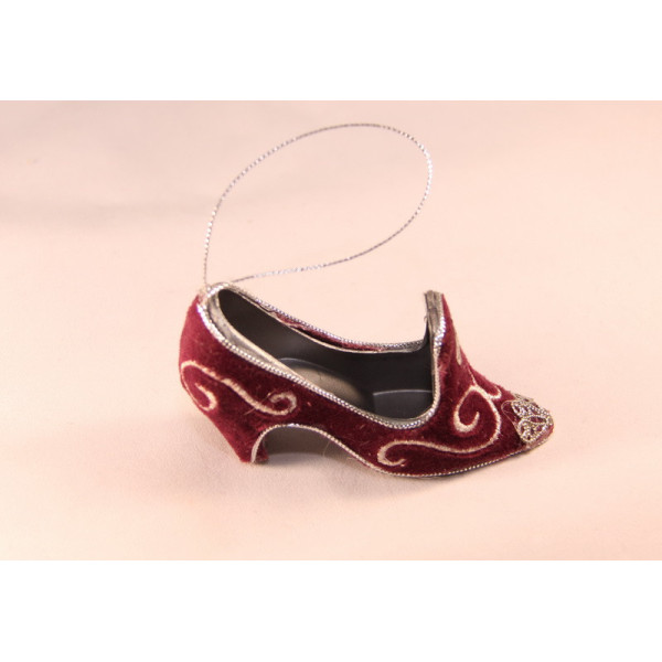 Новорічна ялинкова іграшка - фігурка Туфелька, 10,5 см, червоний, пластик (430192)