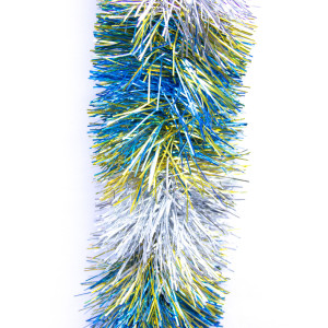 Новорічна прикраса - мішура, 200x7 см, ПВХ, сріблясто-золотисто-синя (ГР-70/2-3)