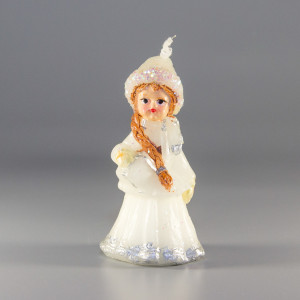Свічка - Снігуронька з подарунком, 7 см, білий, парафін (790982-2)