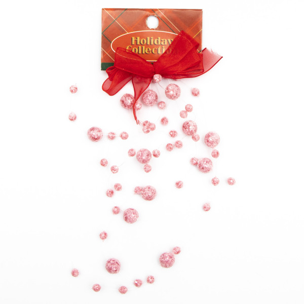 Прикраса - підвіска грона, 20 см, червоний, пластик, текстиль (001262-3)