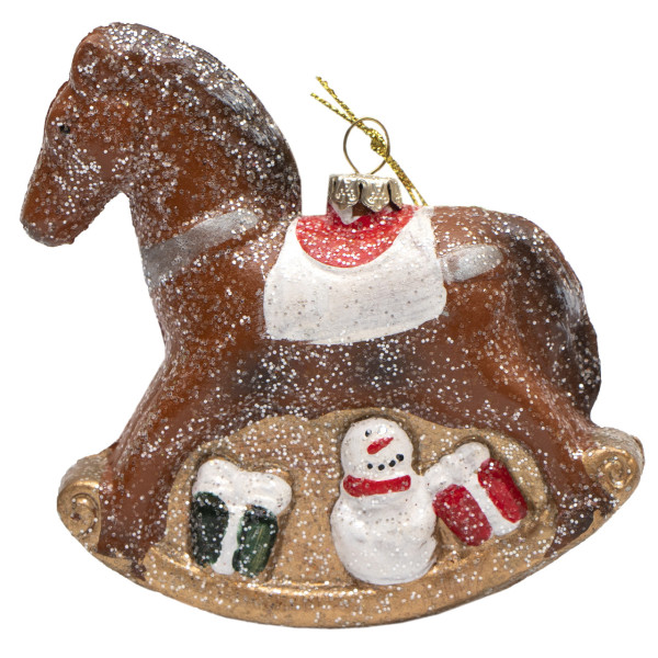 Новорічна ялинкова іграшка - фігурка Коник, 11 см, коричневий, пластик (190118)