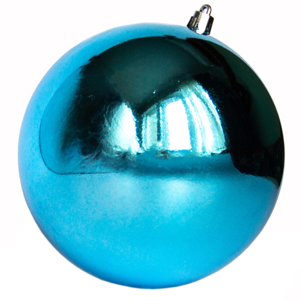 Ялинкова іграшка - куля, D12 см, блакитна, глянець, пластик (891442)