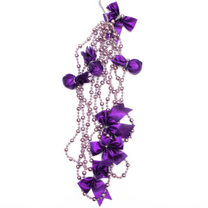 Намисто на ялинку з прикрасами, 2,7 м, фіолетовий, пластик, текстиль (471171-6)