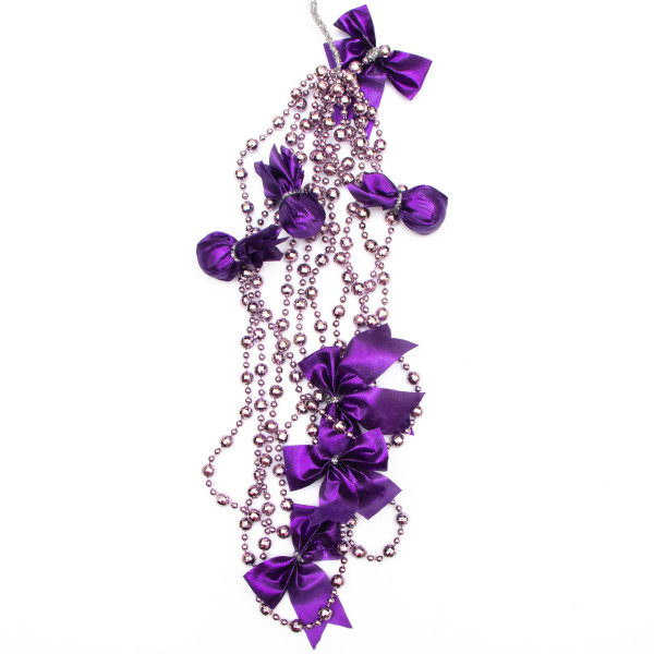 Намисто на ялинку з прикрасами, 2,7 м, фіолетовий, пластик, текстиль (471171-6)