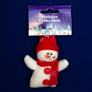 Ялинкова іграшка м'яка - Червоний Сніговик, 9 см, червоний, текстиль (000159-8)