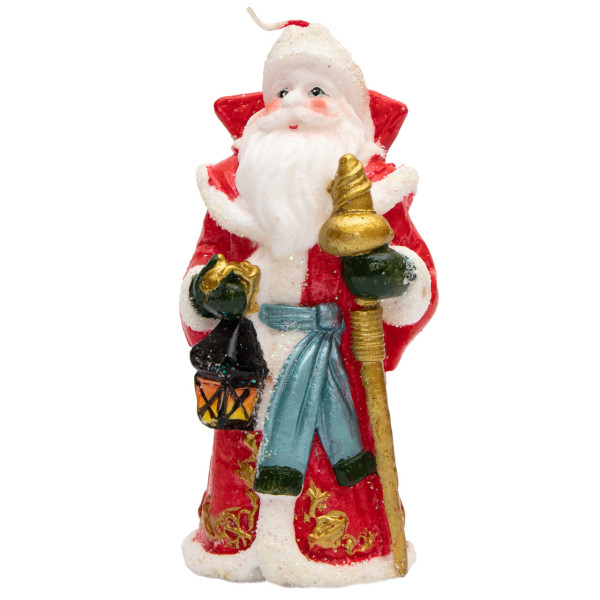 Свічка - Санта (Дід Мороз) з посохом, 8,1x5,4x12,8 см, червоний з білим, парафін (790685-2)
