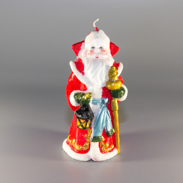Свічка - Санта (Дід Мороз) з посохом, 8,1x5,4x12,8 см, червоний з білим, парафін (790685-2)