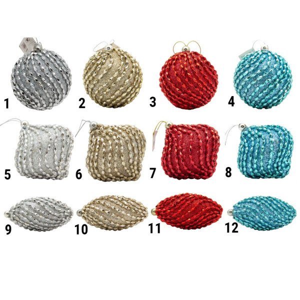 Ялинкова іграшка - куля, D 8,5 см, червона, пінопласт, пластик (661473-3)