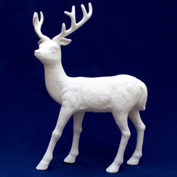 Новорічна фігурка - Олень, 30 см, білий, пластик (004966) для декору та інтер'єру (004966)