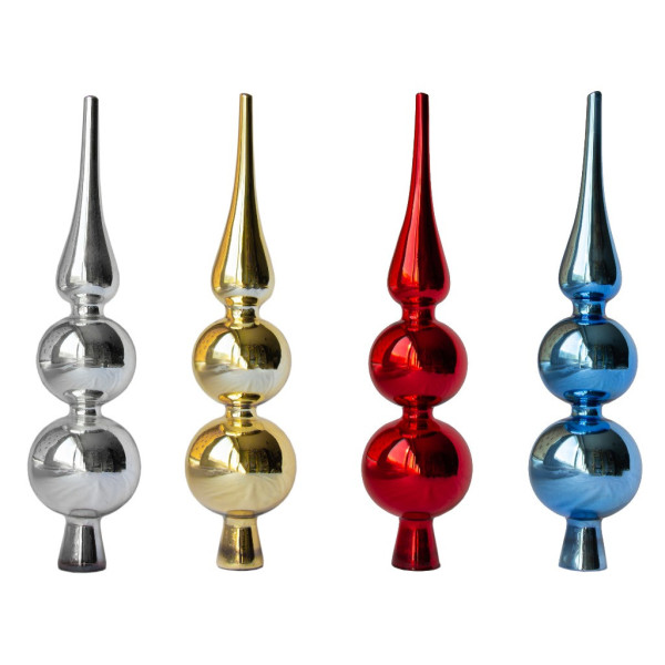 Ялинкова прикраса - верхівка на ялинку, h-30 см, d-7 см, червоний, глянець, скло (390045-12)