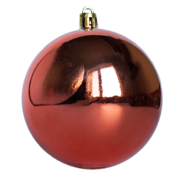 Набір ялинкових іграшок - кулі, 6 шт, D8 см, теракота, глянець, пластик (891046)