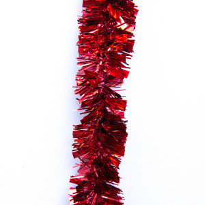 Новорічна прикраса - мішура, 200x5 см, ПВХ, червона (ГГ-50/2-3)