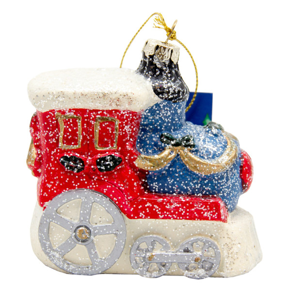 Новорічна ялинкова іграшка - фігурка Паровозик, 9 см, різнокольоровий, пластик (190071)