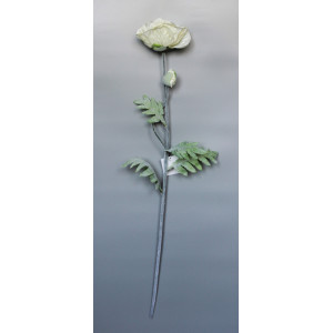 Штучна гілка Мак, тканина, пластик, 78 см, білий (630188)