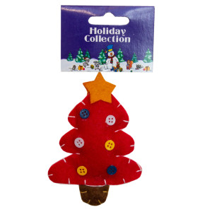 Ялинкова іграшка м'яка - Червона ялинка, 11 см, червоний, текстиль (000401-8)