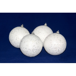 Набір ялинкових іграшок - пінопластові кулі, 4 шт, D8 см, білий, пінопласт (200084)