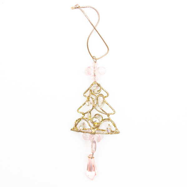 Ялинкова іграшка з вплетеним бісером - Ялинка, 10 см, золотистий, метал, бісер (430116-2)