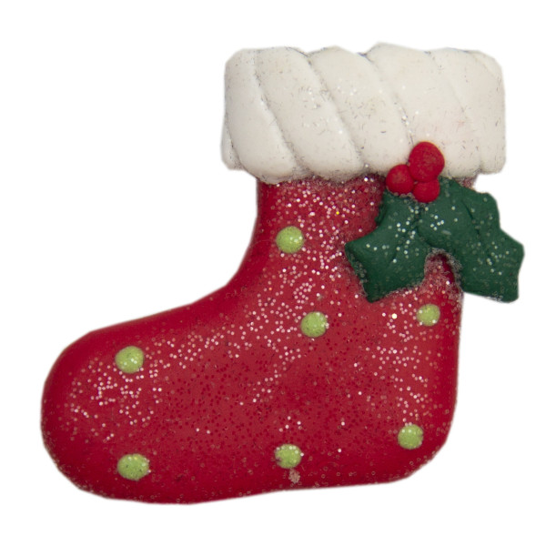 Новорічна ялинкова іграшка - фігурка Чобіт, 6 см, червоний, пластик (001040-6)